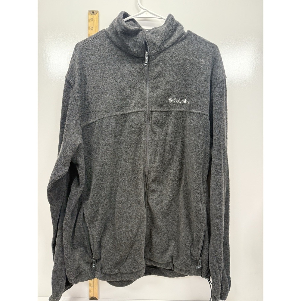 Columbia Charcoal Gray Full Zip Mock Neck Fleece Jacket Men's XL